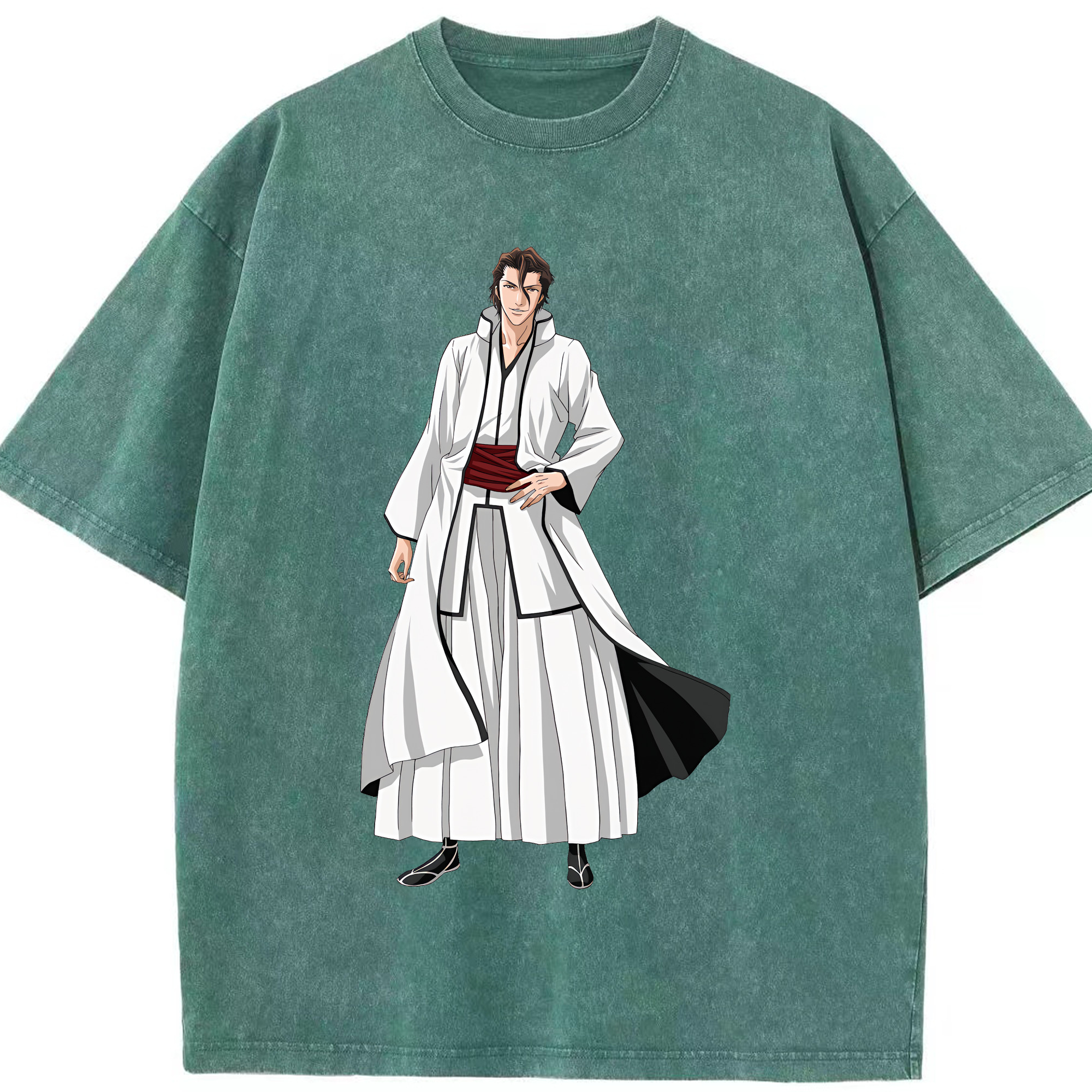 （画像用） ブリーチ 藍染 惣右介（あいぜん そうすけ） BLEACH Aizen Sousuke 綿100% ヴィンテージ風 半袖Tシャツ（フロントプリント）